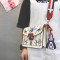 818款2017新款夏季时尚女包包个性铆钉刺绣双层单肩包宽肩带斜跨翻盖包 黑色