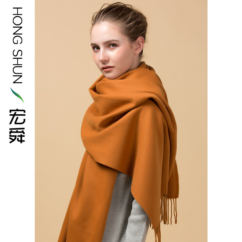 UOKACI 秋冬新款羊绒围巾330g超大素色青丝羔羊绒大披肩 10碳灰