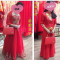 818款女包结婚包包2017新款女士手提包女红色皮包时尚新娘包单肩斜挎包 牙签纹紫色