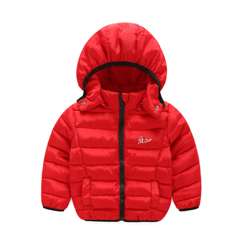 2017冬季韩版男女中小童棉服多色连帽外套FH254 100（建议身高100cm） 红色