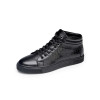 大洋洲袋鼠 时尚格纹 百搭牛皮真皮男鞋休闲高帮鞋时尚靴子OMPD6420307 黑色 41码
