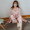 828新款睡衣女秋冬纯棉三件套装吊带胸垫宽松清新粉色甜美休闲家居服长袖 M(推荐105-126斤) 粉色（带胸垫可拆卸）