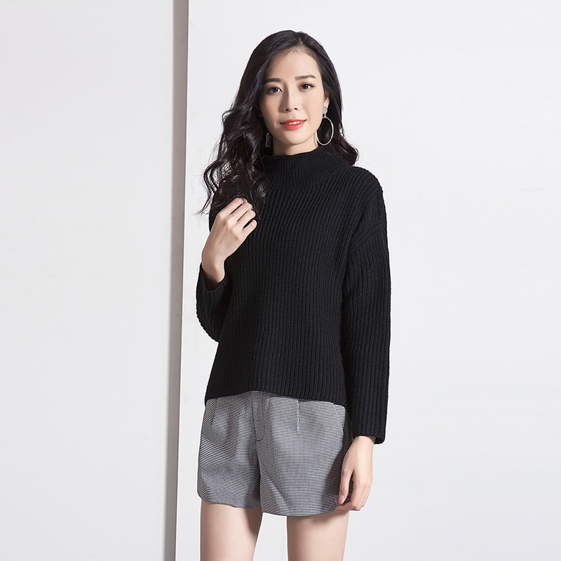 女装冬季前短后长不规则纯色百搭毛衣 S 红色