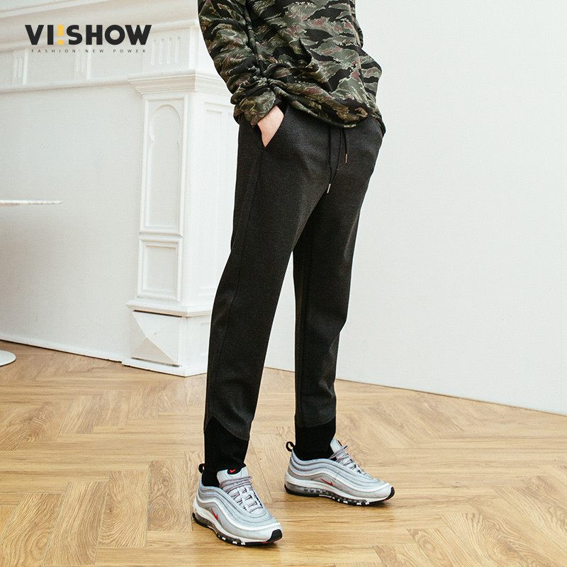 VIISHOW休闲裤男韩版2017秋季长裤潮流运动裤修身小脚松紧裤子KC2602173