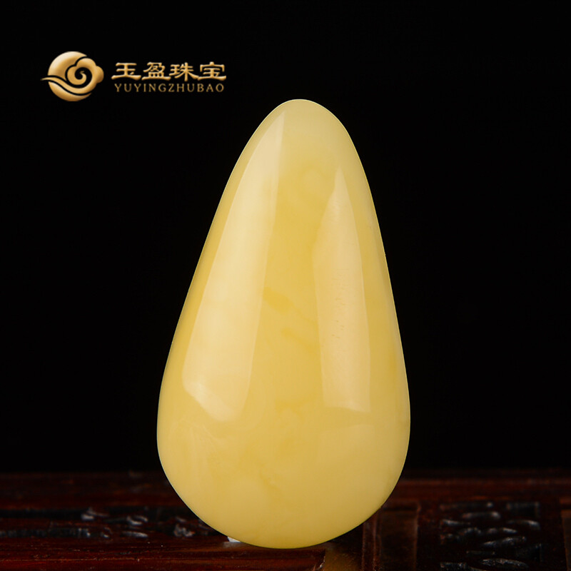 梦玉盈天然蜜蜡吊坠女款鸡油黄蜜琥珀水滴吊坠 编号A009