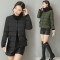 棉衣/棉服纯色圆领单排扣长袖短款修身2017年冬季 2XL 军绿色