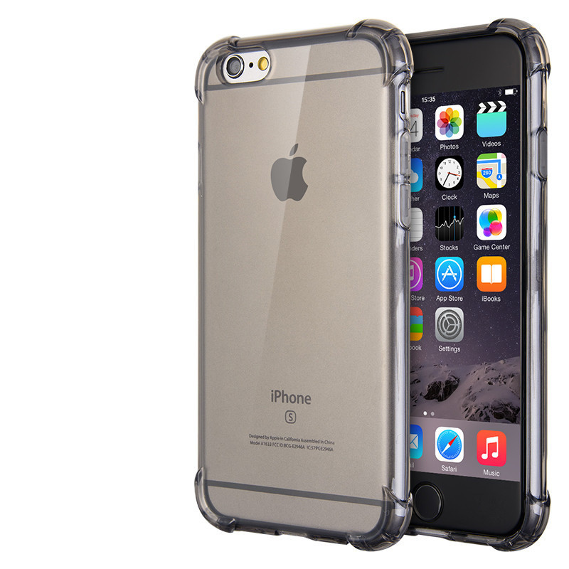 捷力源苹果iPhone6/6S/5/5s气囊防摔手机壳6plus小蛮腰防滑TPU保护套iphone5/5s 4.7寸苹果6防摔-灰色
