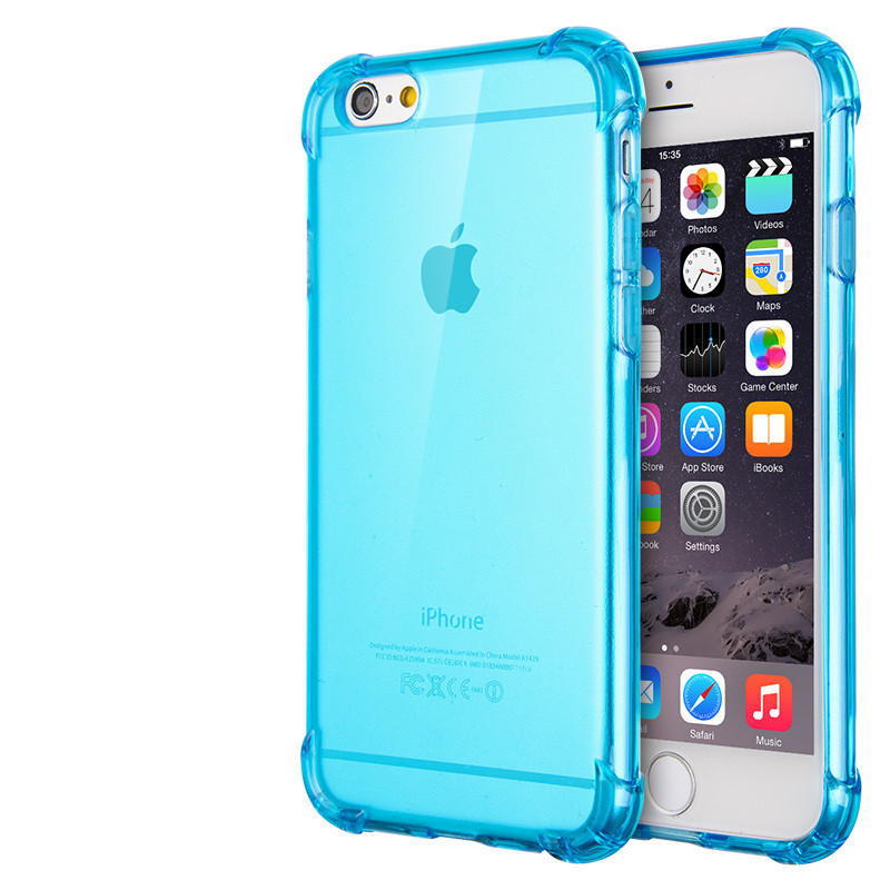 捷力源苹果iPhone6/6S/5/5s气囊防摔手机壳6plus小蛮腰防滑TPU保护套iphone5/5s 5.5寸苹果7/8PLUS防摔-蓝色