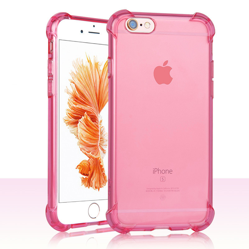 捷力源苹果iPhone6/6S/5/5s气囊防摔手机壳6plus小蛮腰防滑TPU保护套iphone5/5s 5.5寸苹果7/8PLUS防摔-红色