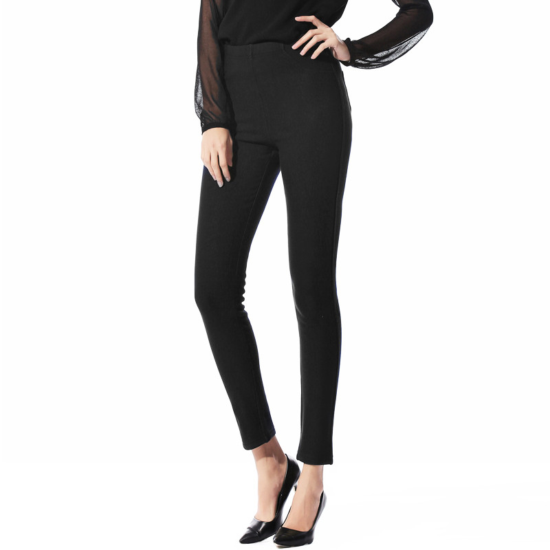 PHISOFA 秋冬超弹力加厚拉绒纯色小脚打底裤 ELC69041 L-XL 黑色