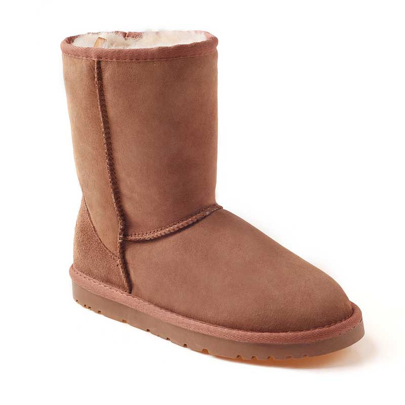 OZWEAR UGG OB002-II女鞋防泼水中筒雪地靴女鞋羊皮毛一体 栗色 39码