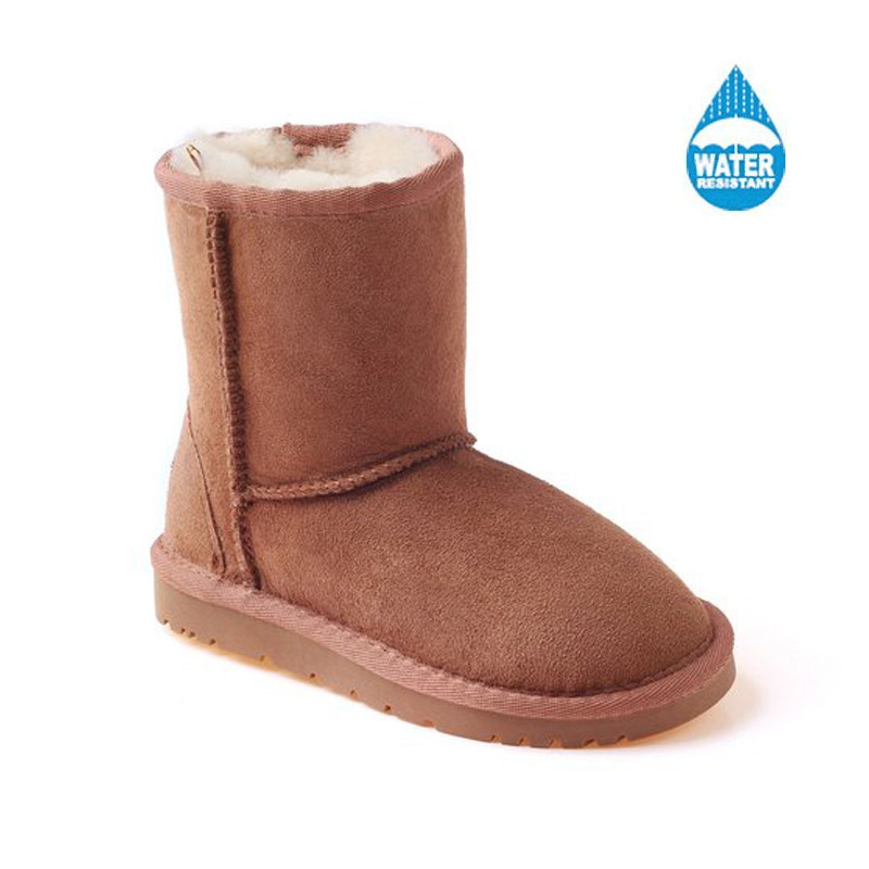 OZWEAR UGG OB007-II经典款防泼水短筒羊皮毛一体女雪地靴童鞋 栗色 34码
