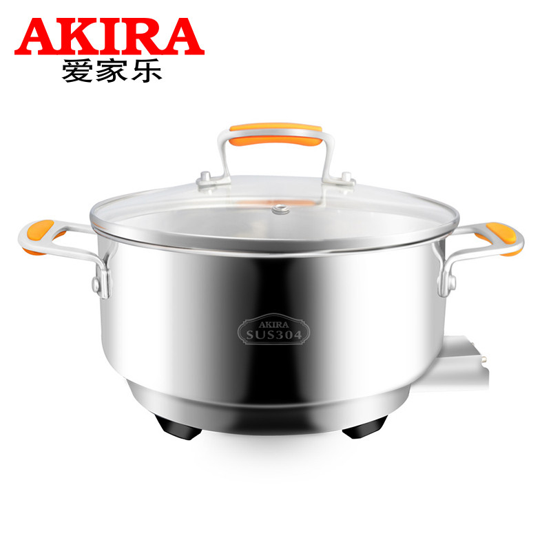 新加坡爱家乐（AKIRA) KL-V4/SG 电火锅 304不锈钢防水 防爆钢化玻璃盖 无级温控 电炖锅