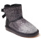 OZWEAR UGG OB203 亮片蝴蝶结女鞋短筒羊毛雪地靴冬款 灰白色 39码