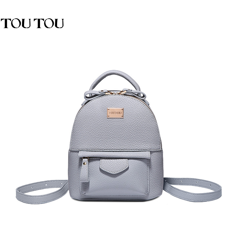 迷你小双肩包女2017新款韩版简约旅行小背包百搭两用斜挎小包包 中号M 浅水蓝中号M