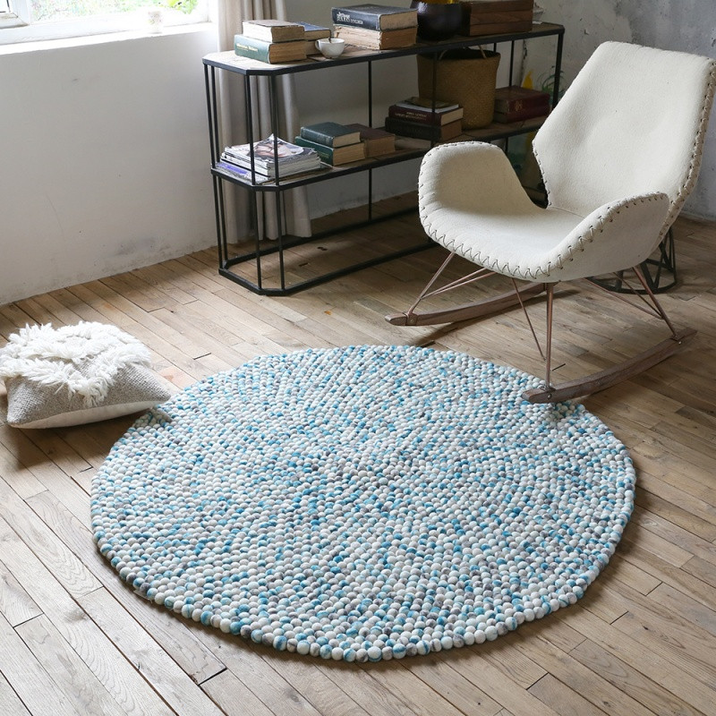 新款特价进口羊毛毡实心球现代床边毯儿童房圆毯坐垫加厚地垫北欧飘窗地毯 见选项图 HBA3直径135cm现货厚约22mm