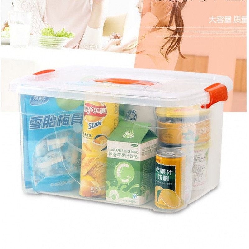 加厚食品级透明收纳箱整理箱塑料盒子有盖大中小号手提储物箱包邮 加厚透明收纳箱