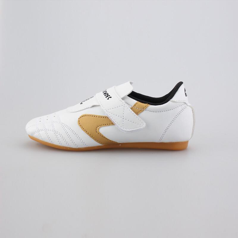 跆拳道鞋男女跆拳道儿童透气防滑牛筋底跆拳道道鞋 闪光皮黑色送鞋袋