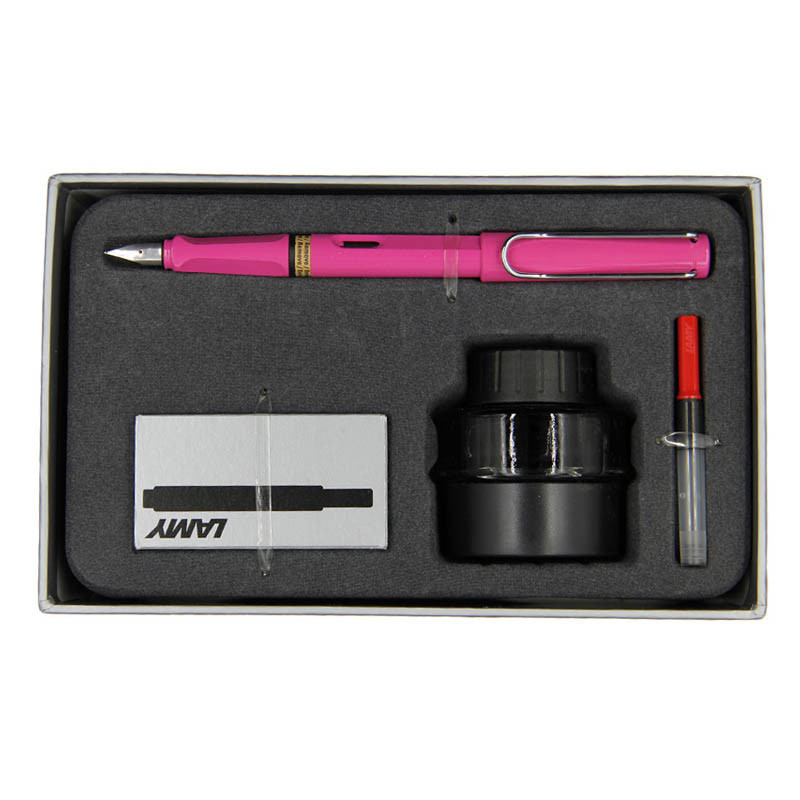 凌美(LAMY)Safari狩猎者钢笔墨水商务套装粉红色EF尖