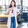 迪鲁奥DILUAO韩版白大褂半美容院纹绣师工作服长袖短袖医生服药店女护士服_4 XL 韩版白大褂(长袖)带圆标