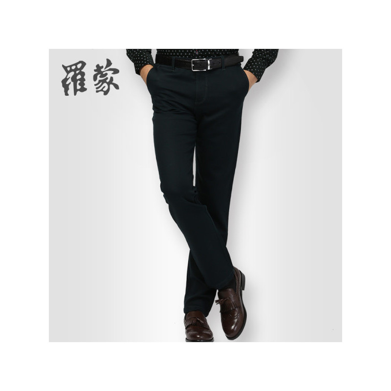 罗蒙男休闲裤直筒中腰青年商务休闲长裤子2014秋季新款 170/76A 墨绿