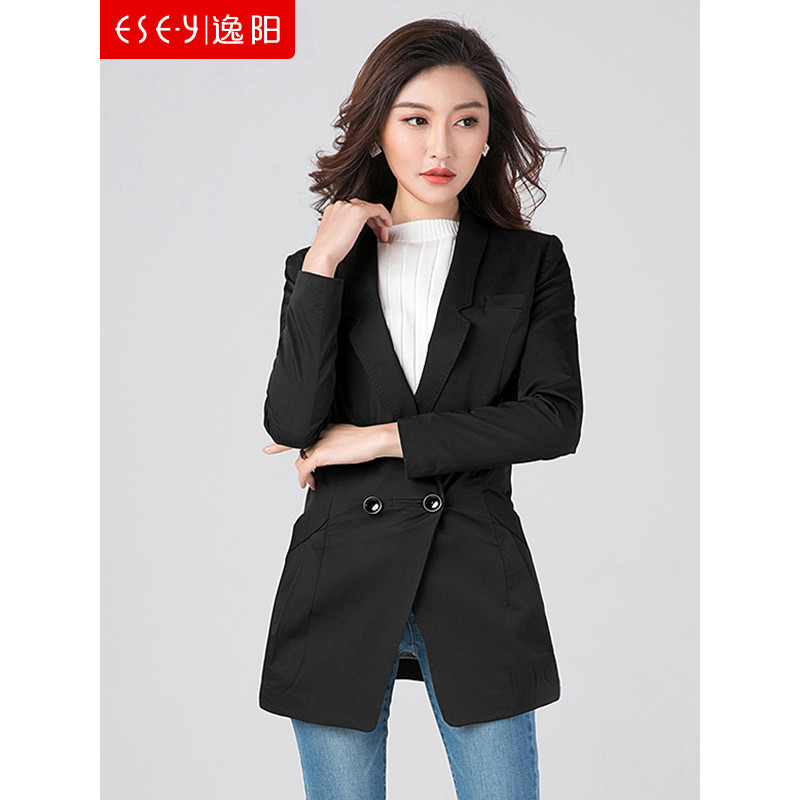 逸阳清中长款小外套 黑色 2XL