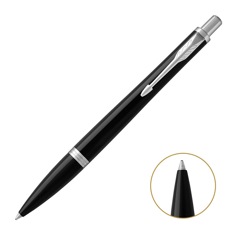 派克(PARKER) 都市纯黑丽雅白夹原子笔 办公用品 男女成人专用书法练字 经典时尚学生商务签字圆珠笔 中性笔