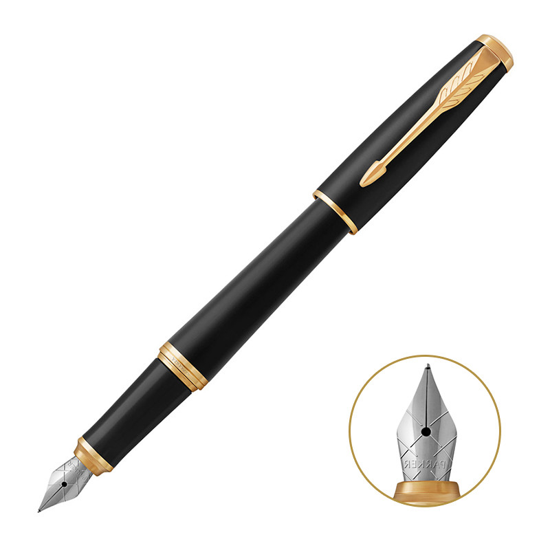 派克PARKER 都市磨砂黑杆金夹墨水笔