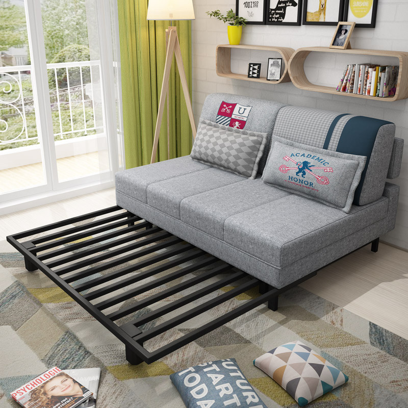 百爱优正 沙发床 小户型多功能两用沙发 简易布艺1.5米可折叠1.