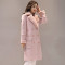 歌诺瑞丝2017冬季女装新款韩版气质修身中长款加绒加厚鹿皮绒羊羔毛棉衣外套女6269 M 浅粉色