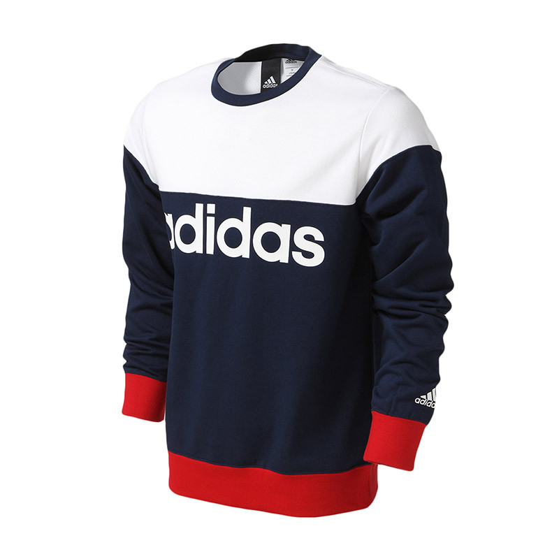 Adidas/阿迪达斯 男装针织大码运动休闲卫衣圆领套头衫AZ8348 AZ8347 黑色AZ8347 S