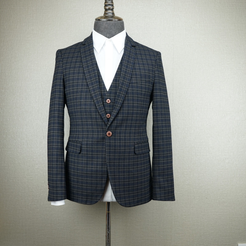 HANDSOME.VANGUARD 5005西服套装男士三件套韩版修身秋冬款西装职业商务帅气 XXL 5005黑色套装（马甲+西裤+西装）