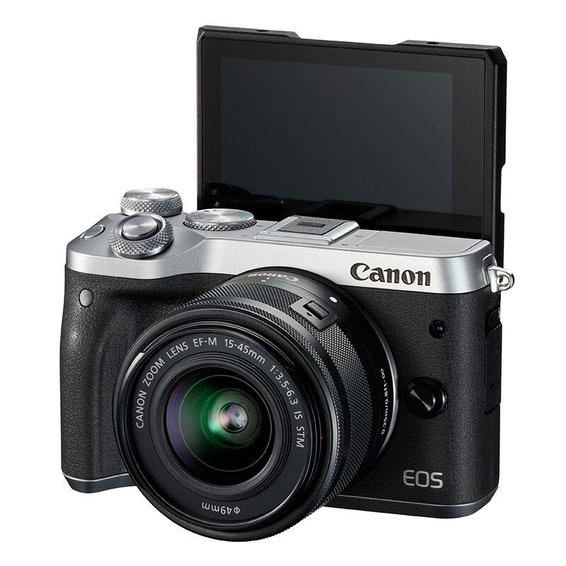 佳能(Canon) EOS M6银 （15-45mm+55-200mm ）数码微单 双镜头套装 约2420万像素