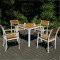 【京好】户外庭院桌椅 室内阳台咖啡桌椅户外仿木塑木桌椅组合J69 白色4把条纹椅+155CM长桌