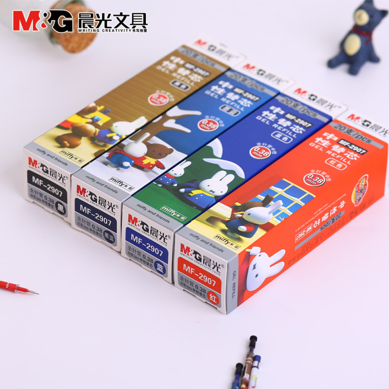 晨光文具 米菲 MF2907中性笔替芯 水笔笔芯 0.38mm全针管 蓝色 60支装yz