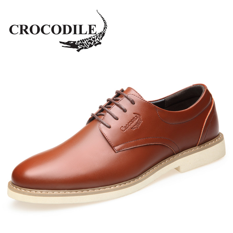 鳄鱼恤 CROCODILE 男士休闲鞋英伦男鞋时尚休闲皮鞋舒适板鞋WFX00372090 棕色 43码