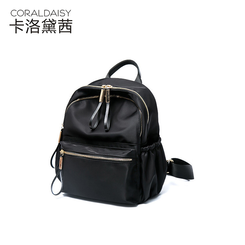 卡洛黛茜2017新品时尚简约实用双肩包 黑色 黑色