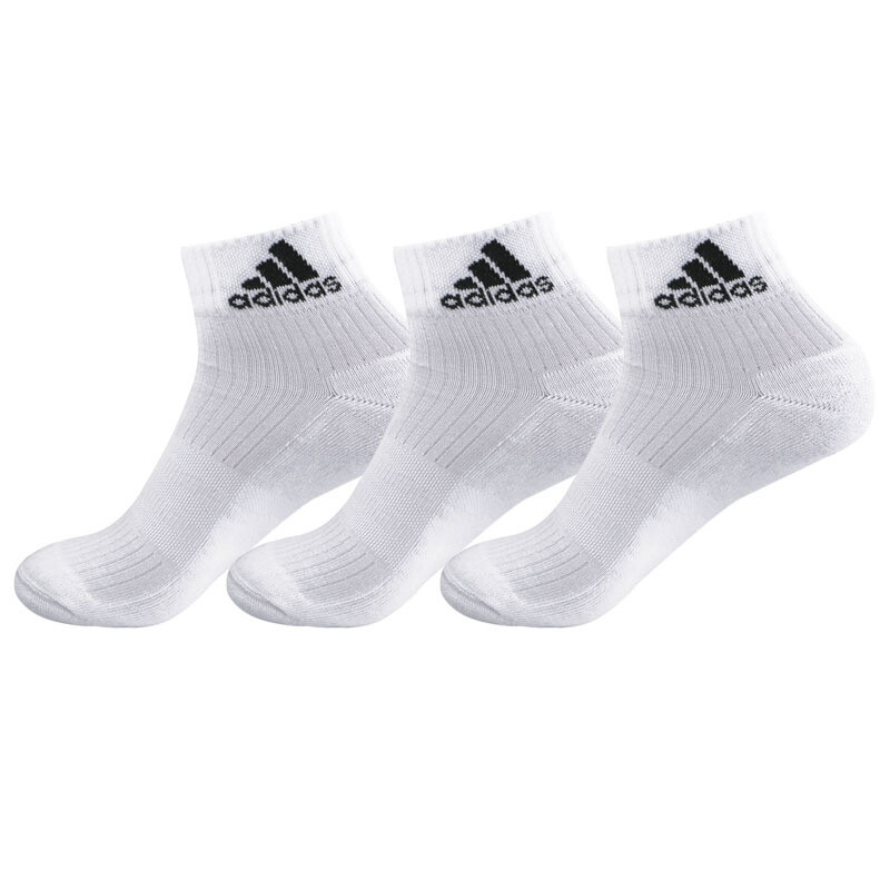阿迪达斯 adidas 运动休闲 男 女纯棉袜子三双装 白色 白色L