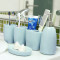 欧式卫浴五件套陶瓷创意简约新婚礼物浴室用品牙杯漱口杯洗漱套装 默认尺寸 海蓝色