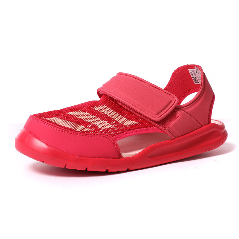 adidas阿迪达斯童2017新款运动鞋女鞋小童4-10岁凉鞋BA9378 BA9378基础粉+朦胧珊瑚粉+基础粉 31.5码/适合脚长190mm