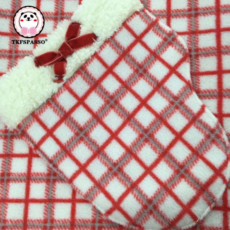 TKFSPASSO/斯帕颂摇粒绒格子个性印花翻领套头 家居服长裙女秋冬 M-L 橘红色
