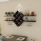 简约现代红酒架壁挂式酒杯架创意餐厅菱形酒柜墙上置物酒格装饰架 长1.6米黑胡桃