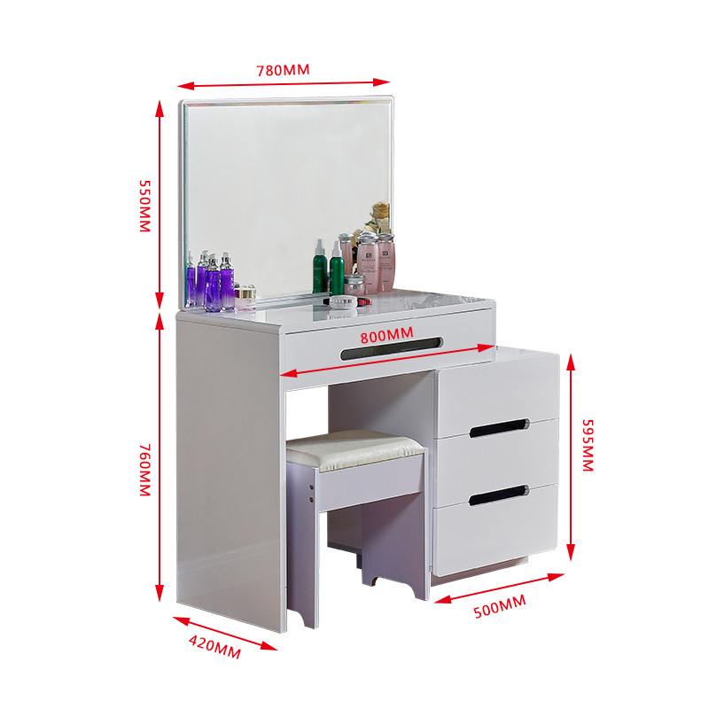 小户型迷你公主化妆桌多功能可伸缩妆台简约现代经济型梳妆台卧室 桌面80长致远梳妆台