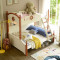 A家家具 地中海高低子母床简约公主儿童床上下床实木带护栏双层床 1.5米高低子母床+梯柜+床底抽+上下床垫