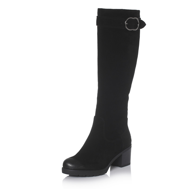 Senda/森达2017冬季新款专柜同款时尚性感女长筒靴3DB12DG7 黑色(绒里) 37码