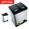 环保分类桶双桶6L30L48L60L脚踏不锈钢垃圾桶家用厨房单位大号z 60L双桶(红色)