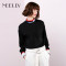 Neelly/纳俪2018春季新款小高领纯色衬衫_1 L 黑色