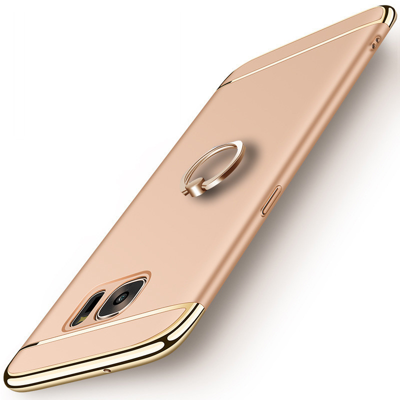 三星s6edge+手机壳硬大屏SM-G9280保护套曲面edge+指环扣s69280 土豪金（送防爆膜+礼包）