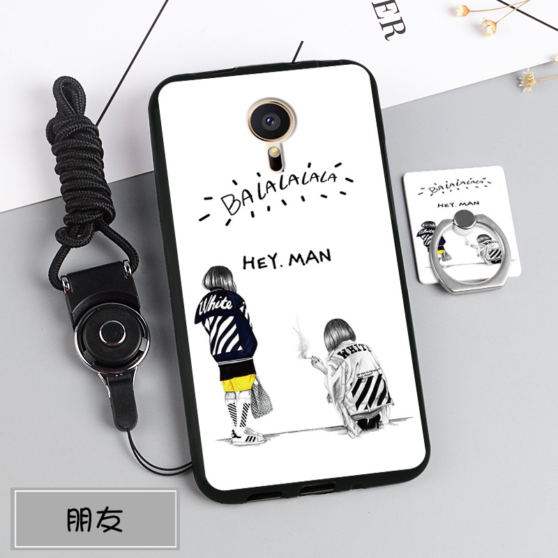 魅族mx4pro硅胶手机壳max4pro套x4pro软m4pro卡通魅4pro挂绳女 朋友+支架+挂绳