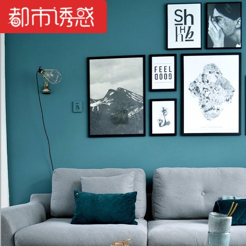 北欧纯色素色无纺布壁纸简约环保墙纸客厅卧室背景灰色黑白格子烟灰格子53cm宽/6米长仅墙纸 湖蓝色53cm宽/6米长